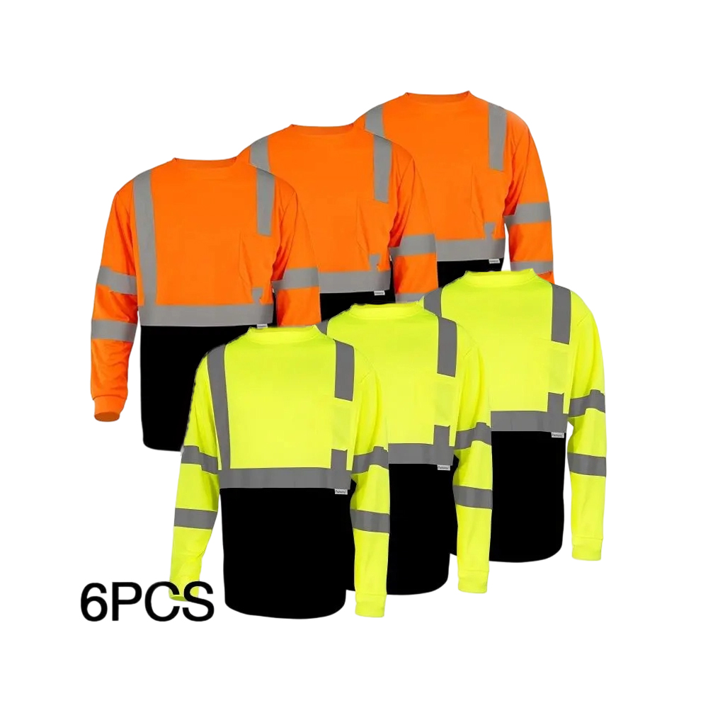 6-Pack Hi-Vis Performance Work Hoodie Shirts (Quick-Dry & Breathable)