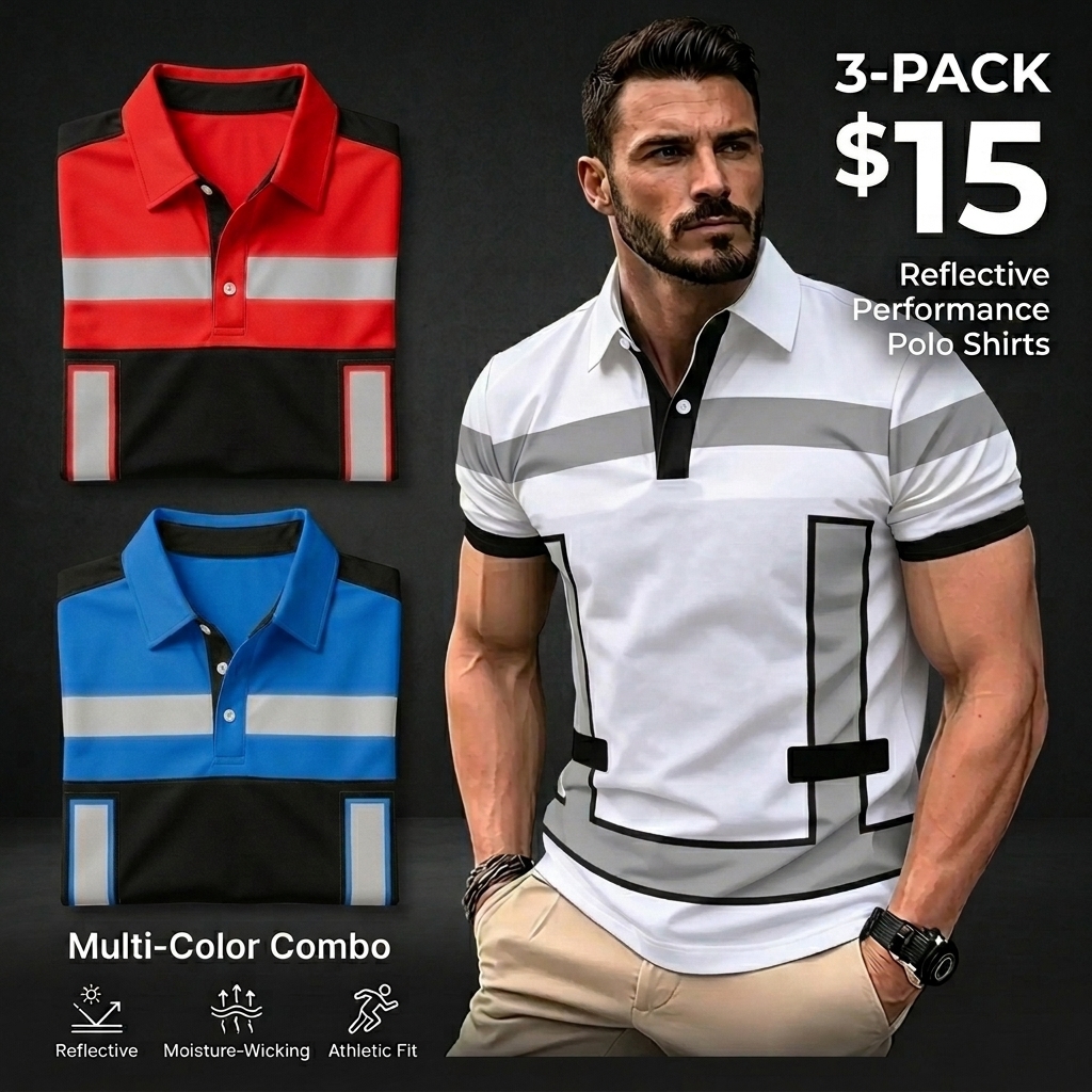 🎉Men's Reflective 3D Print Polo Shirt