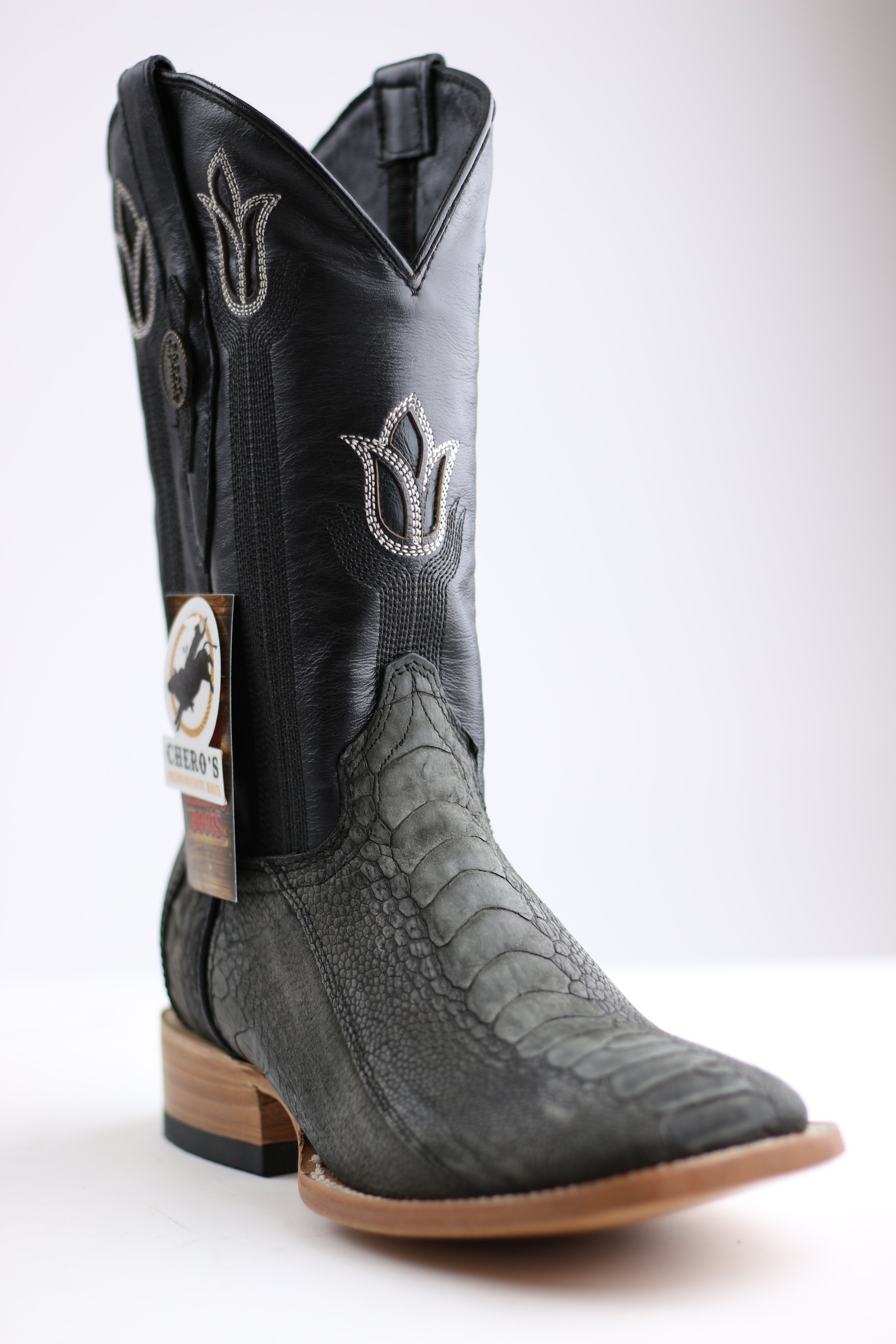 Chero's Premium Exotic Ostrich Leg Charcoal Clearance Sale 70%OFF
