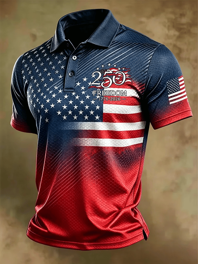 Men's USA 1776-2026 Freedom Printed Polo Shirt