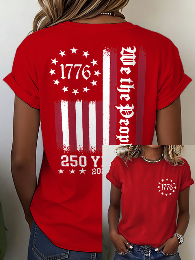 Women's Retro 250th Anniversary Print Casual T-Shirt