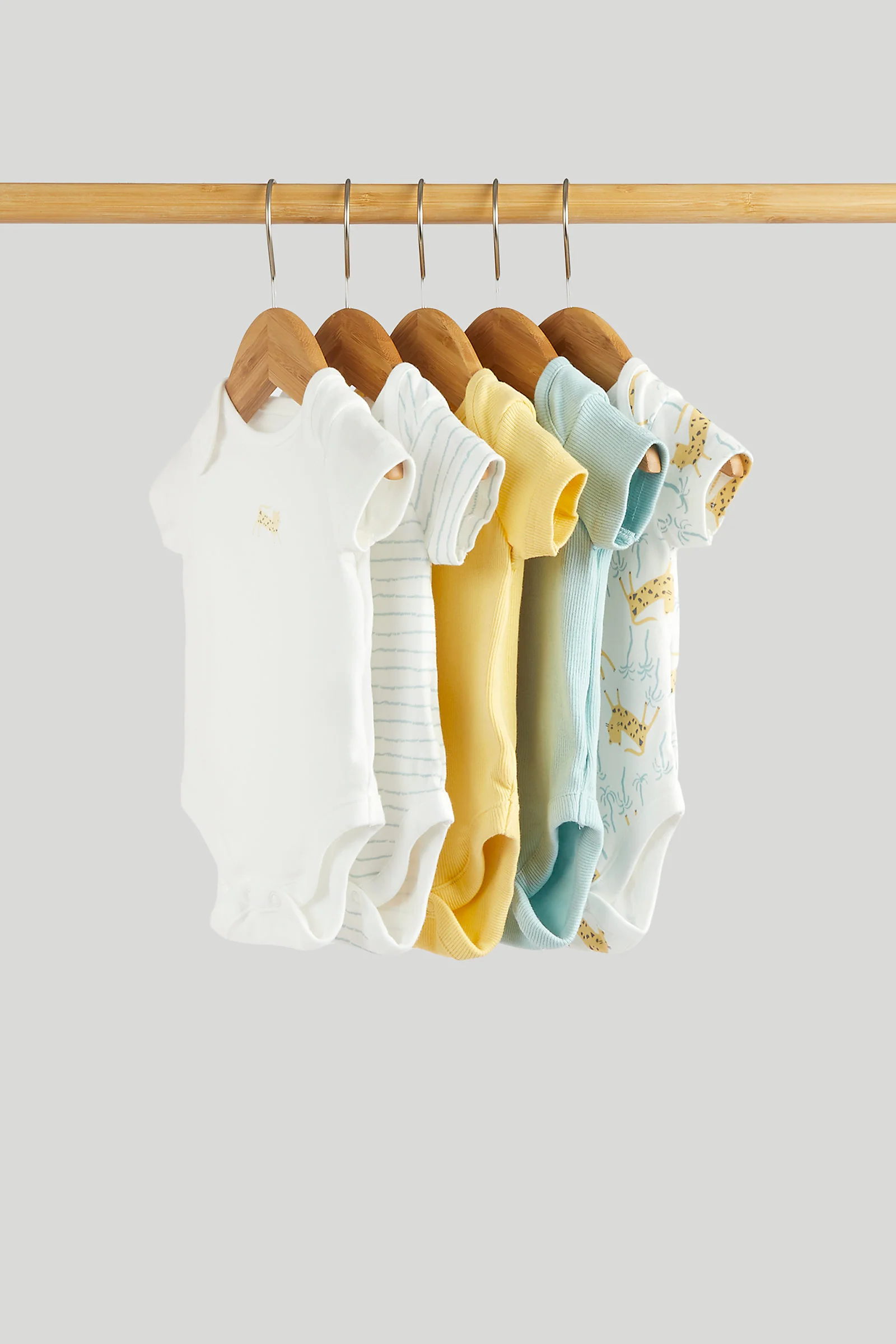 5 Pack Jungle Short-Sleeved Bodysuits