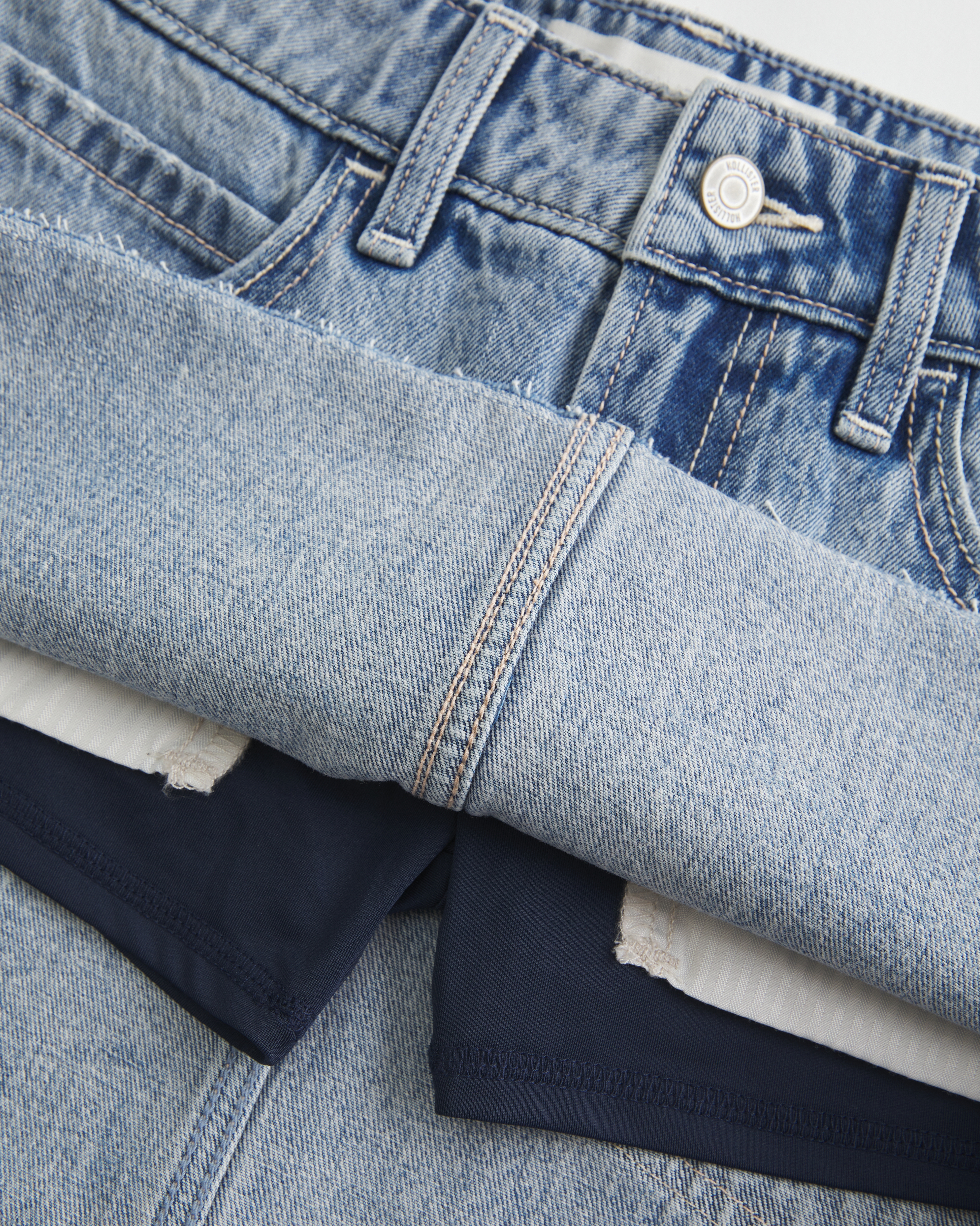 Low-Rise Medium Wash Denim Mini Skort