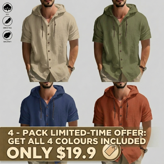 Men’s Hooded Button-Up Outdoor Shirt – Casual Long Sleeve Hiking Top