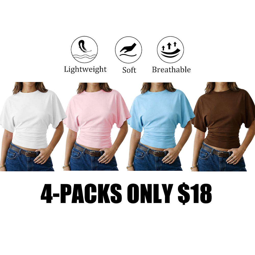 Women's Summer Casual Y2K Basic Loose Ruched Short T-Shirt