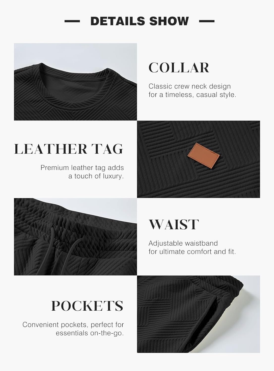 Men's 2 Piece Outfits Knit Jacquard Pullover Sweatshirt Tracksuit & Joggers Sweatpants Sweatsuit Sets with Pockets
