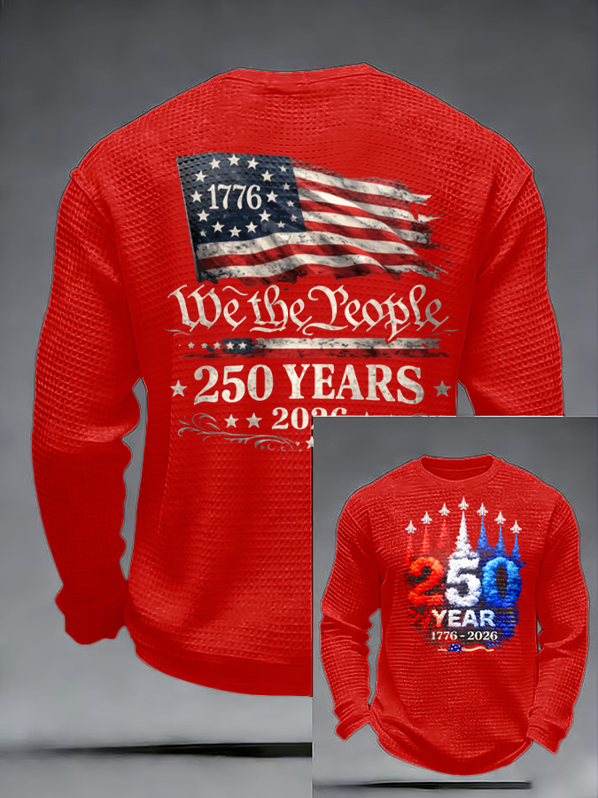 Unisex 250Th Anniversary Celebration Waffle Round Neck Long Sleeve T-Shirt