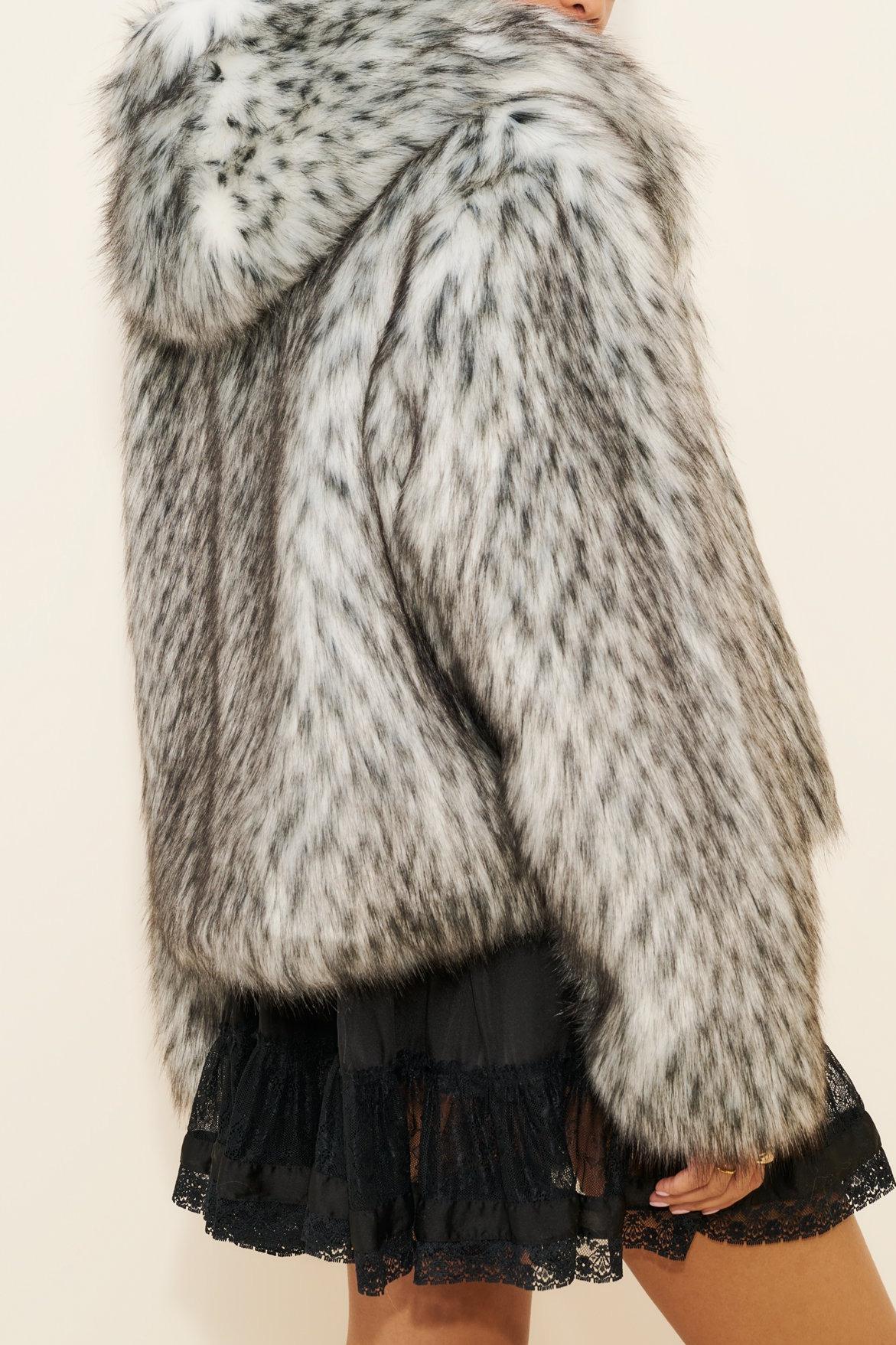Black & White Faux Fur Coat