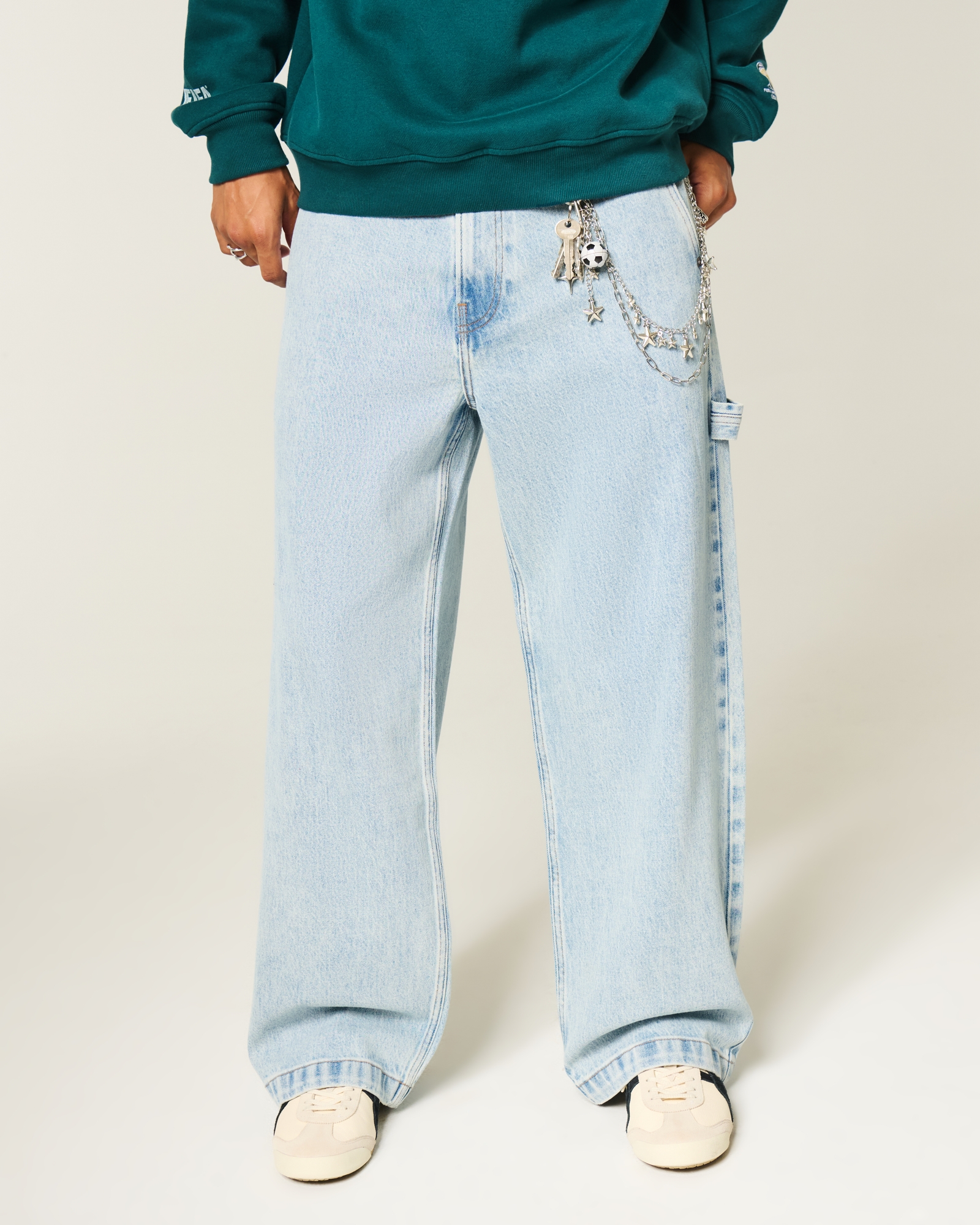 Dark Wash Logo Embroidery Super Baggy Jeans
