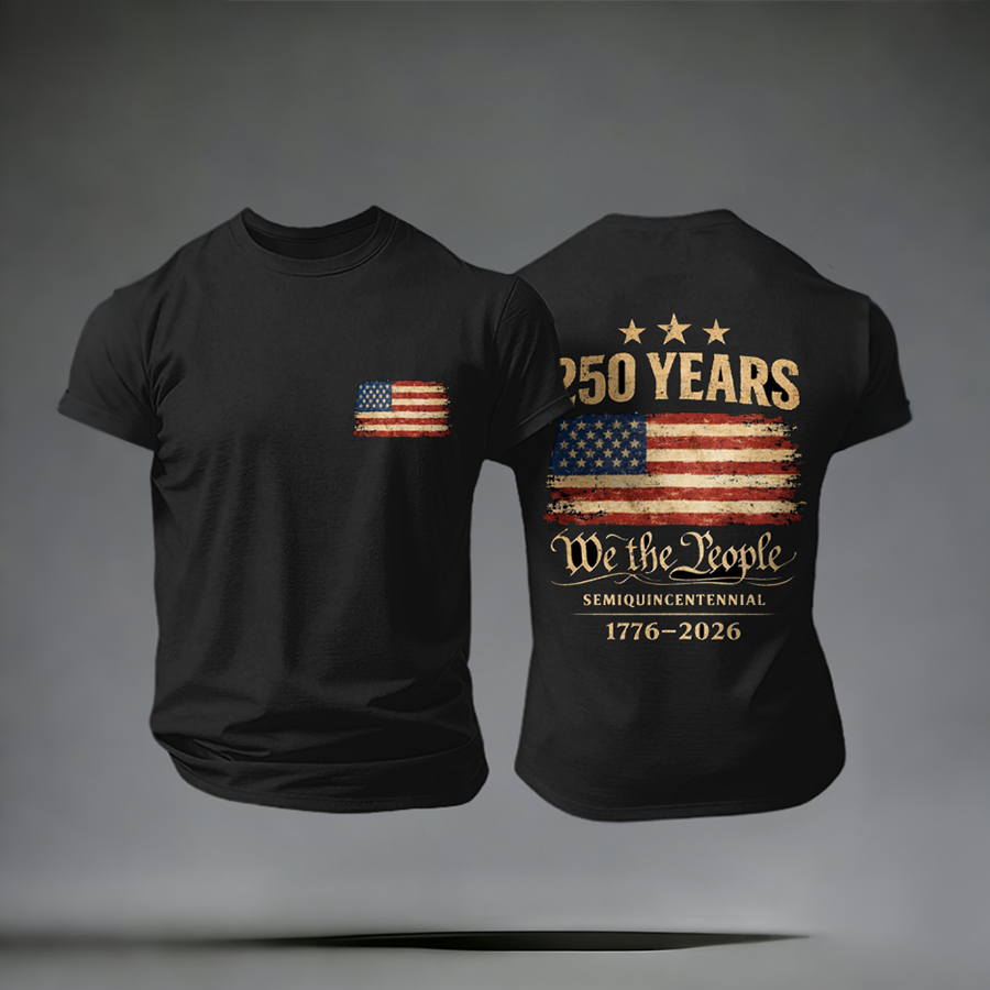 Men'S Casual American Founding Celebration Personalized Printed Round Neck T-Shirt