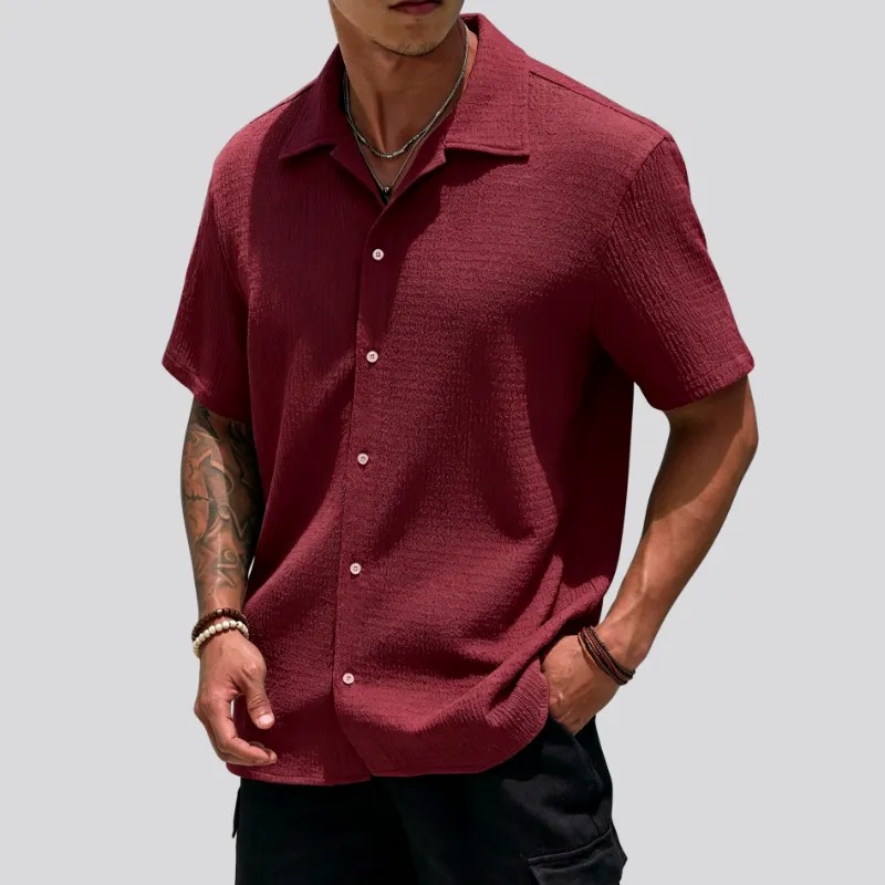 Men's Textured Button Front Shirt