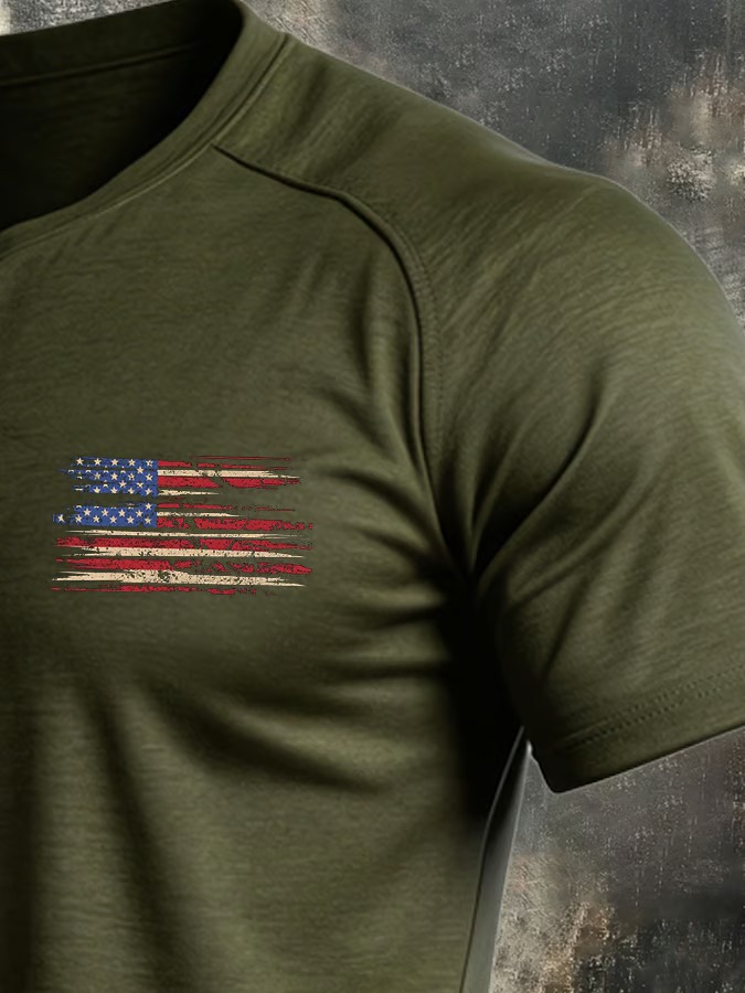 Men's Retro National Flag Pure Cotton Shoulder T-Shirt