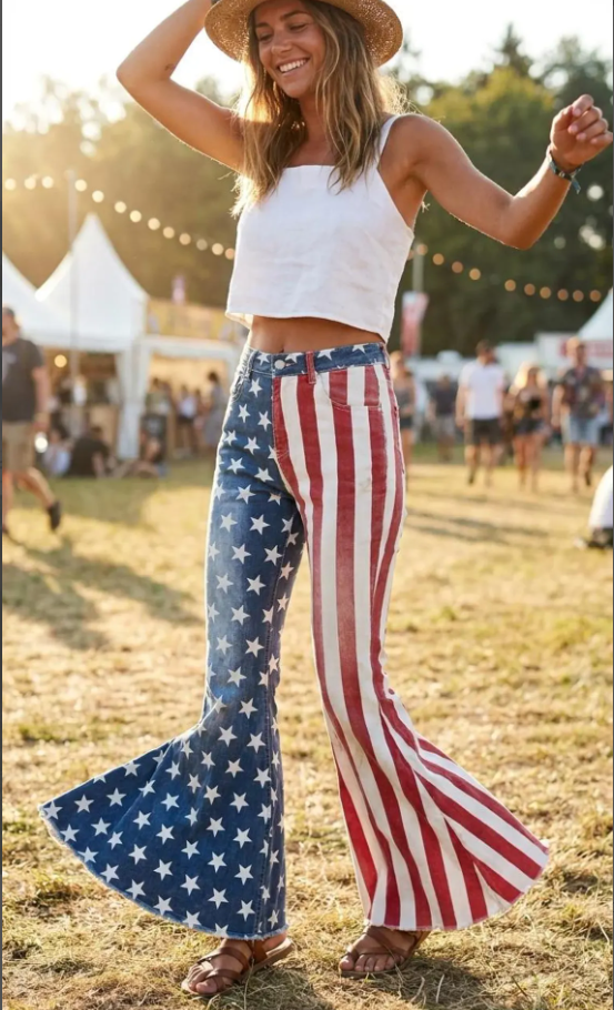 Women's 250th Anniversary Hot Diamond Printed Casual Jeans