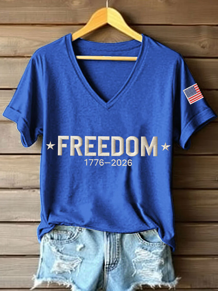 FREEDOM Star Logo 1776-2026 US 250Th Anniversary V-Neck T-Shirt