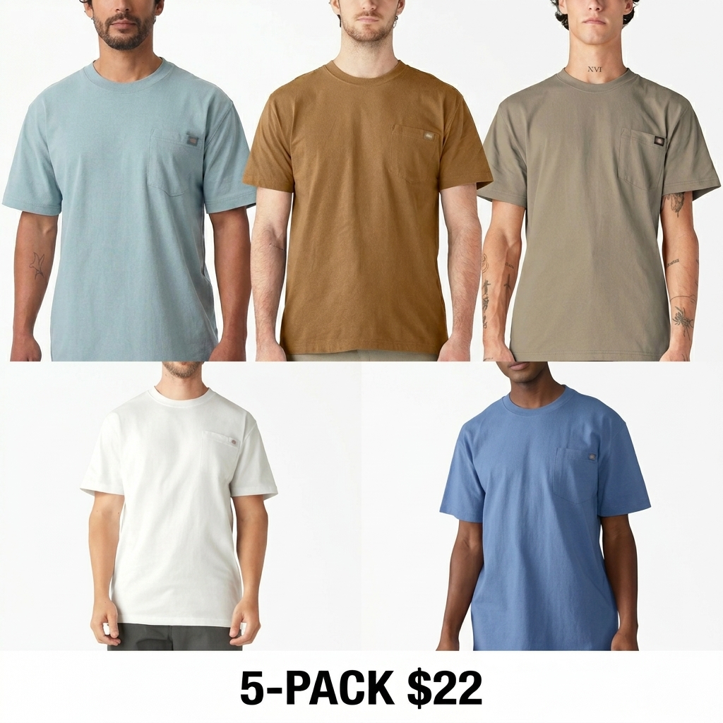 Men's Heavyweight Short Sleeve Pocket Tee – 100% Cotton Relaxed Fit Workwear Shirt