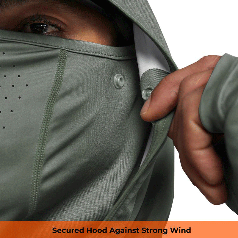 🔥🔥Men’s Hooded UPF 50 Work & Fishing Shirt with Built-In Face Gaiter