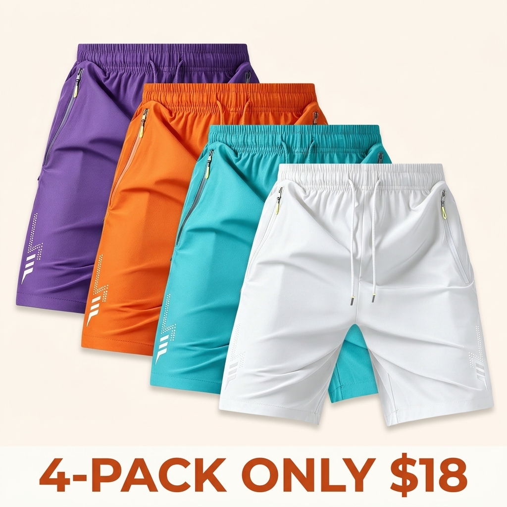 Men's / Unisex Fashion Sports Shorts — Reflective Geometric Print, Drawstring Waist, Side Zip Pockets