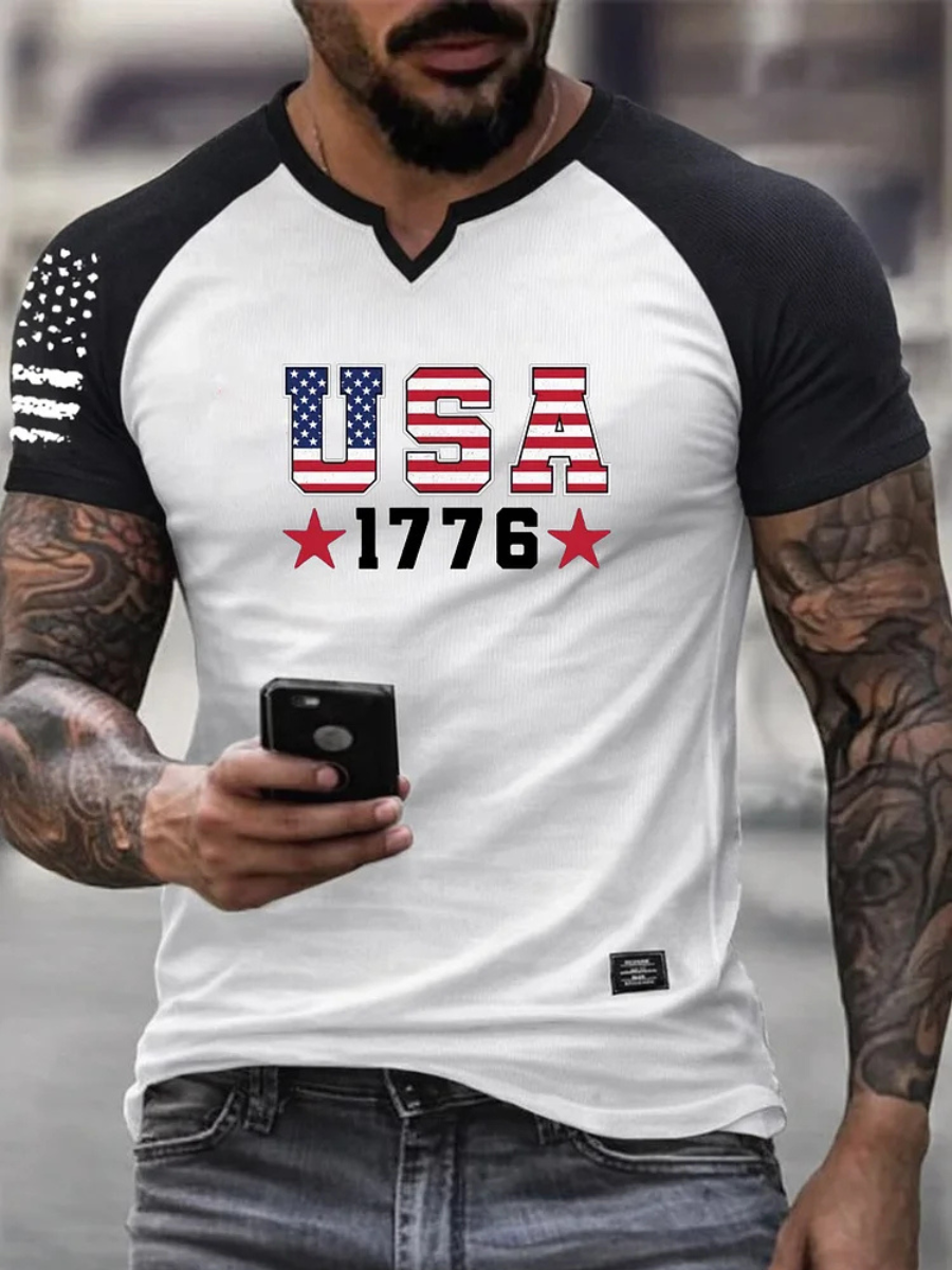 Men's Retro Patriotic Pattern Printed T-Shirt