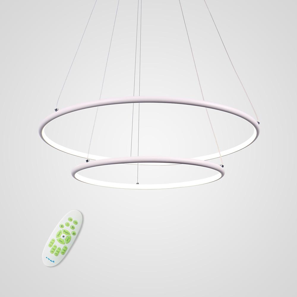 2 Ring Aluminum Minimalist Style Semi Flush Mount Chandelier LED Ceiling Light