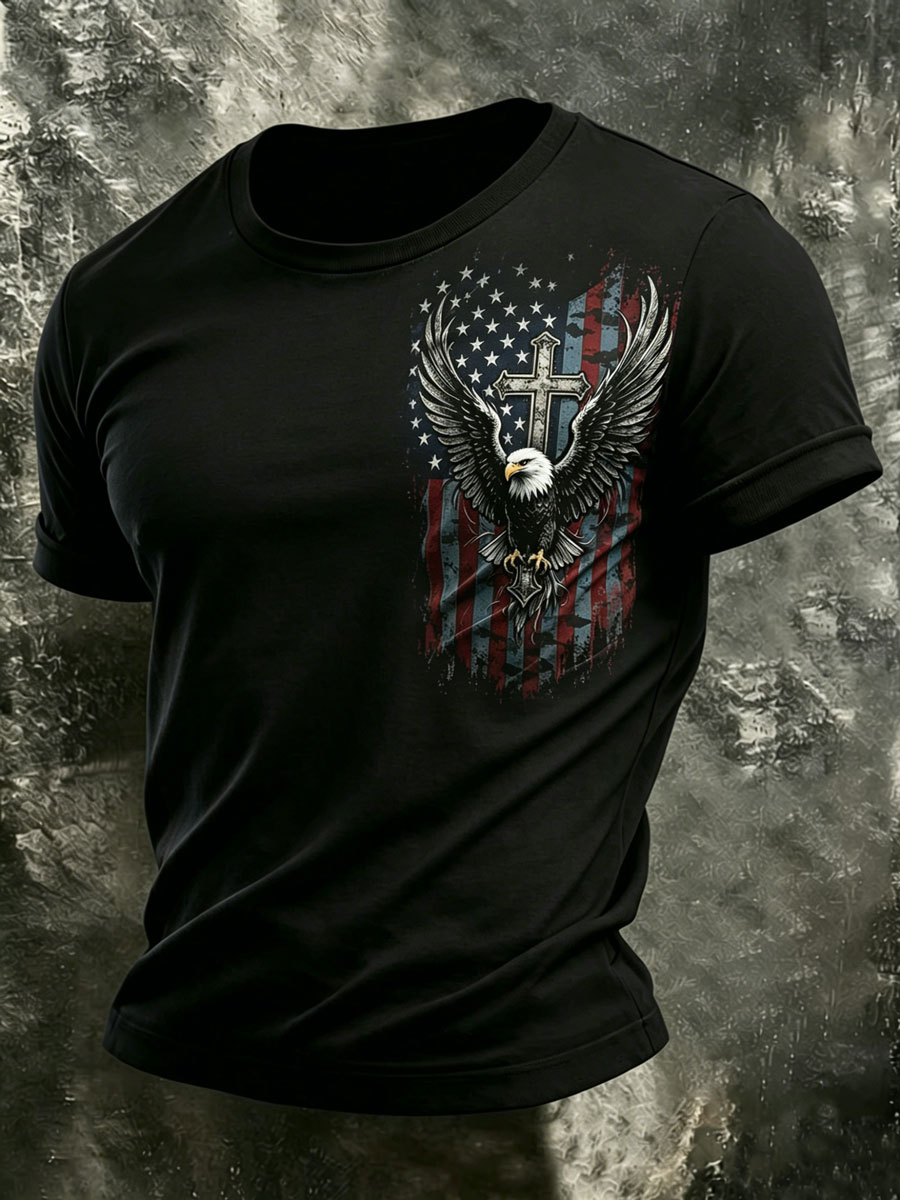 Men'S Retro America 250 National Flag Print Casual T Shirt