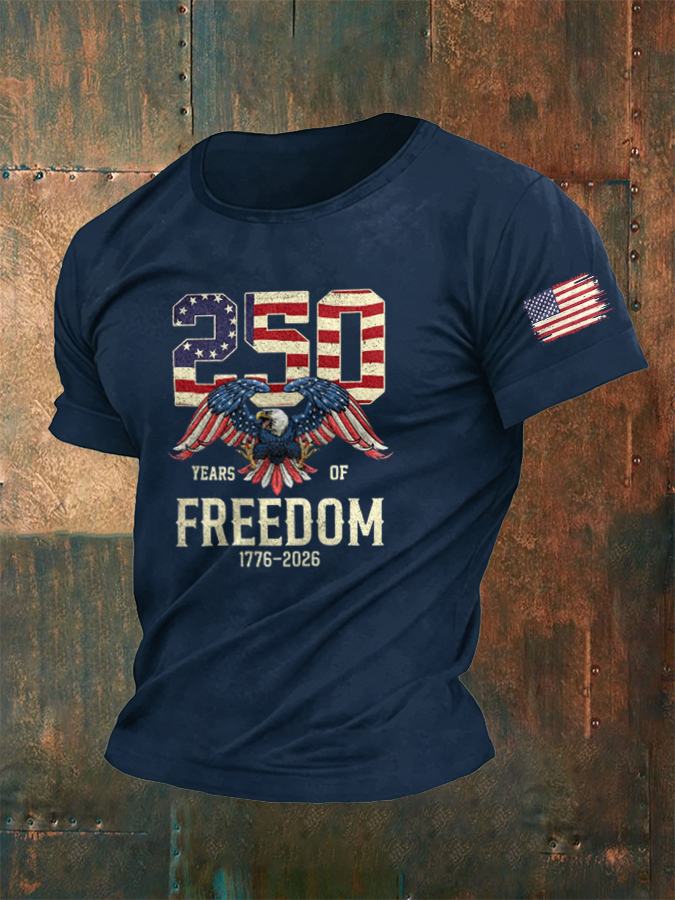 Men'S American Anniversary Flag Printed T-Shirt