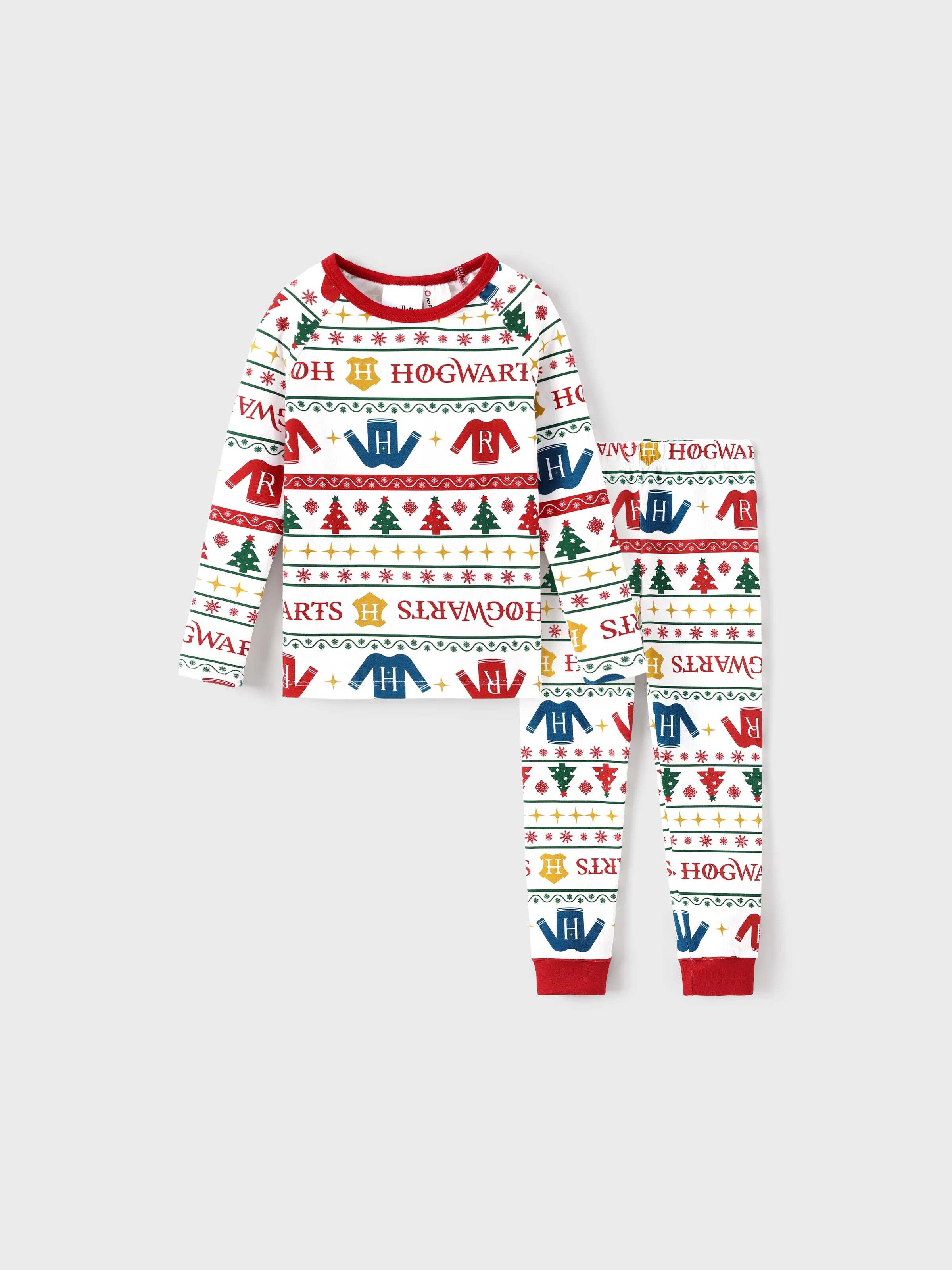 Christmas Matching Family Organic Cotton Snug-fitting Pajamas Sets with Socks White