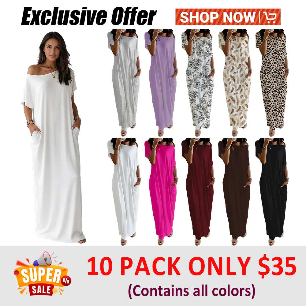 Women's Solid Color Batwing Sleeve Lounge Dress