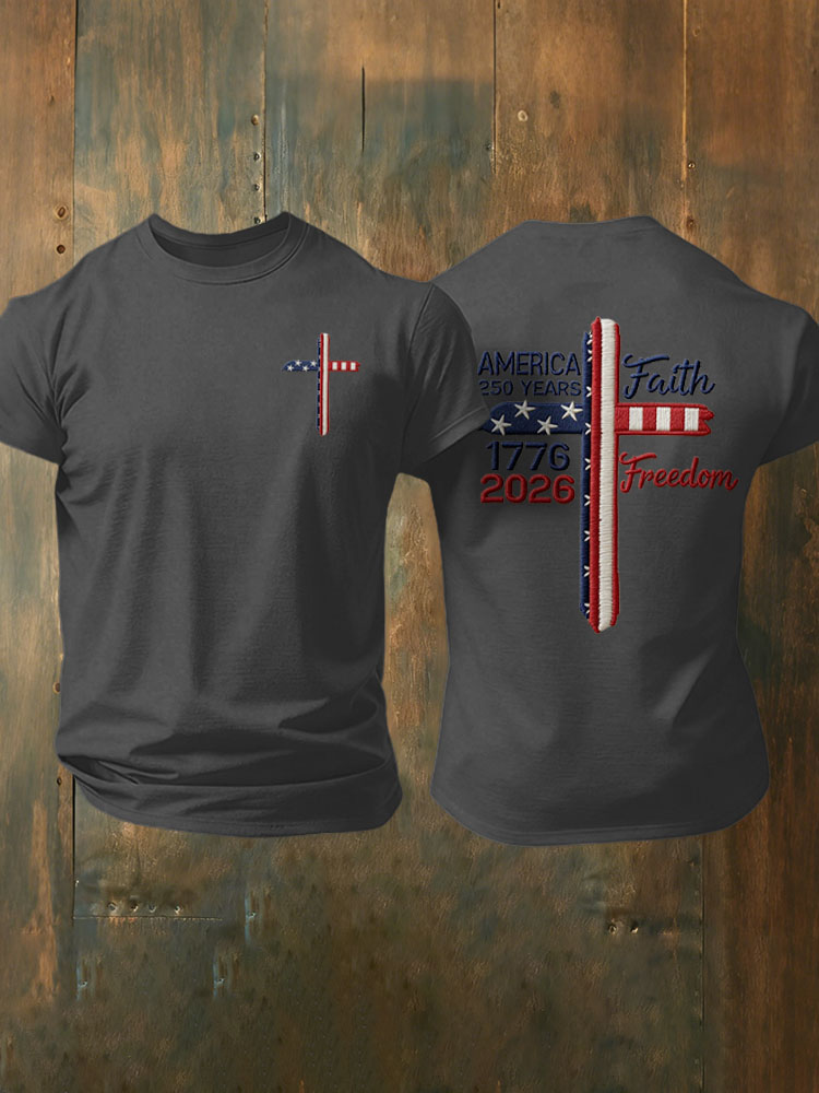 Men's American Flag Commemorative 250th Anniversary Classic Pattern Short Sleeve T-shirt