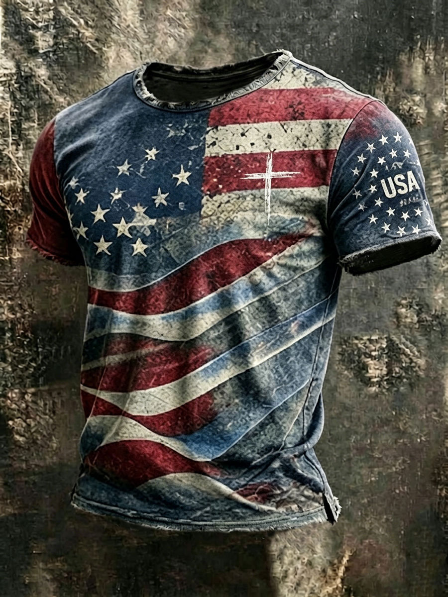 Men'S Retro 250Th Anniversary American Faith Short-Sleeve T-Shirt