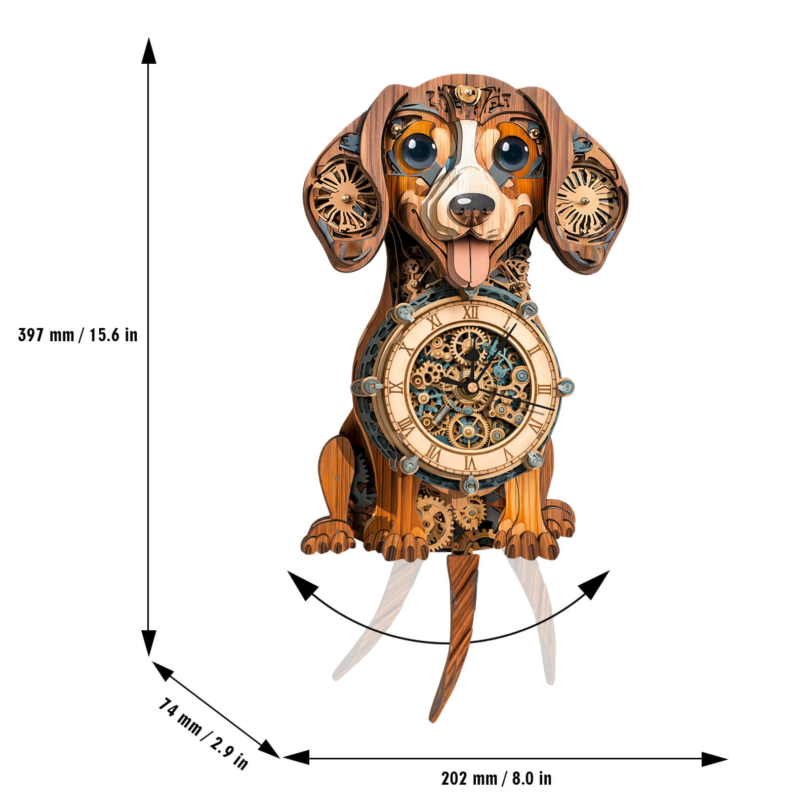Dachshund DIY Wooden Clock, 3D Puzzle Craft Kit
