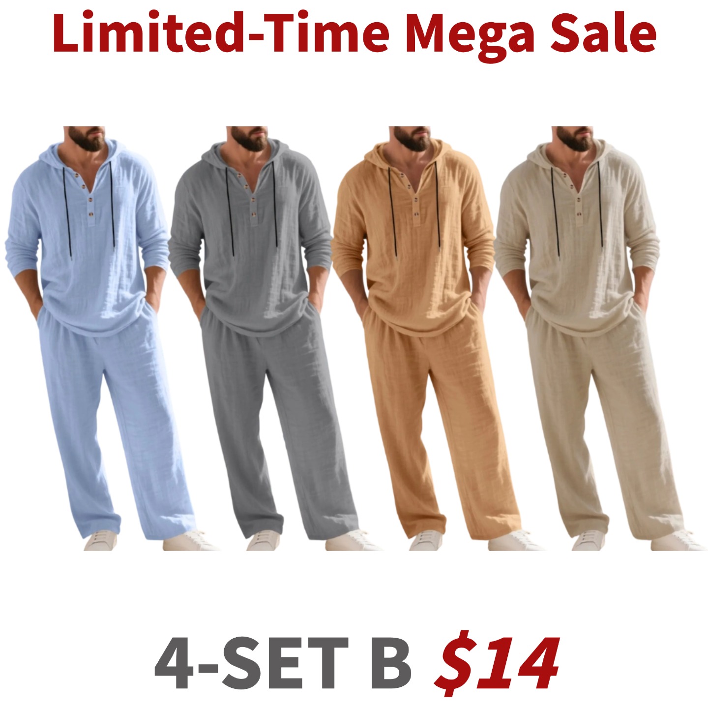 Men's Trendy Linen Hooded Two-Piece Set