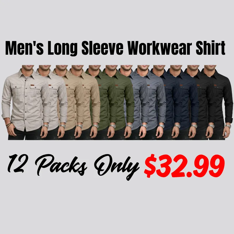 Men's Long Sleeve Workwear Shirt - Outdoor Casual Versatile Top