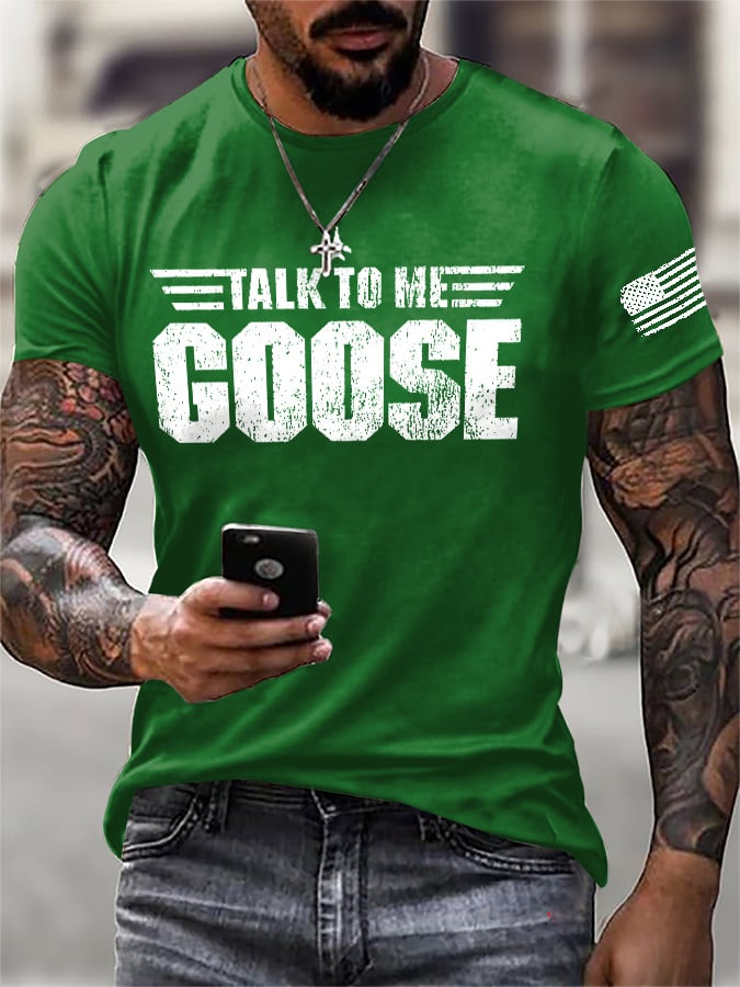 Men's Retro Talk To Me Goose Print T-Shirt