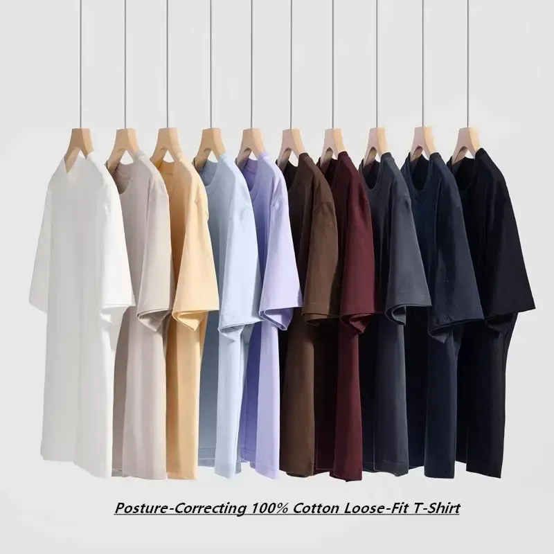 Heavyweight Tshirt 230G 100% Cotton Solid Color Unisex Loose Fit Fade Proof Versatile Everyday Wear