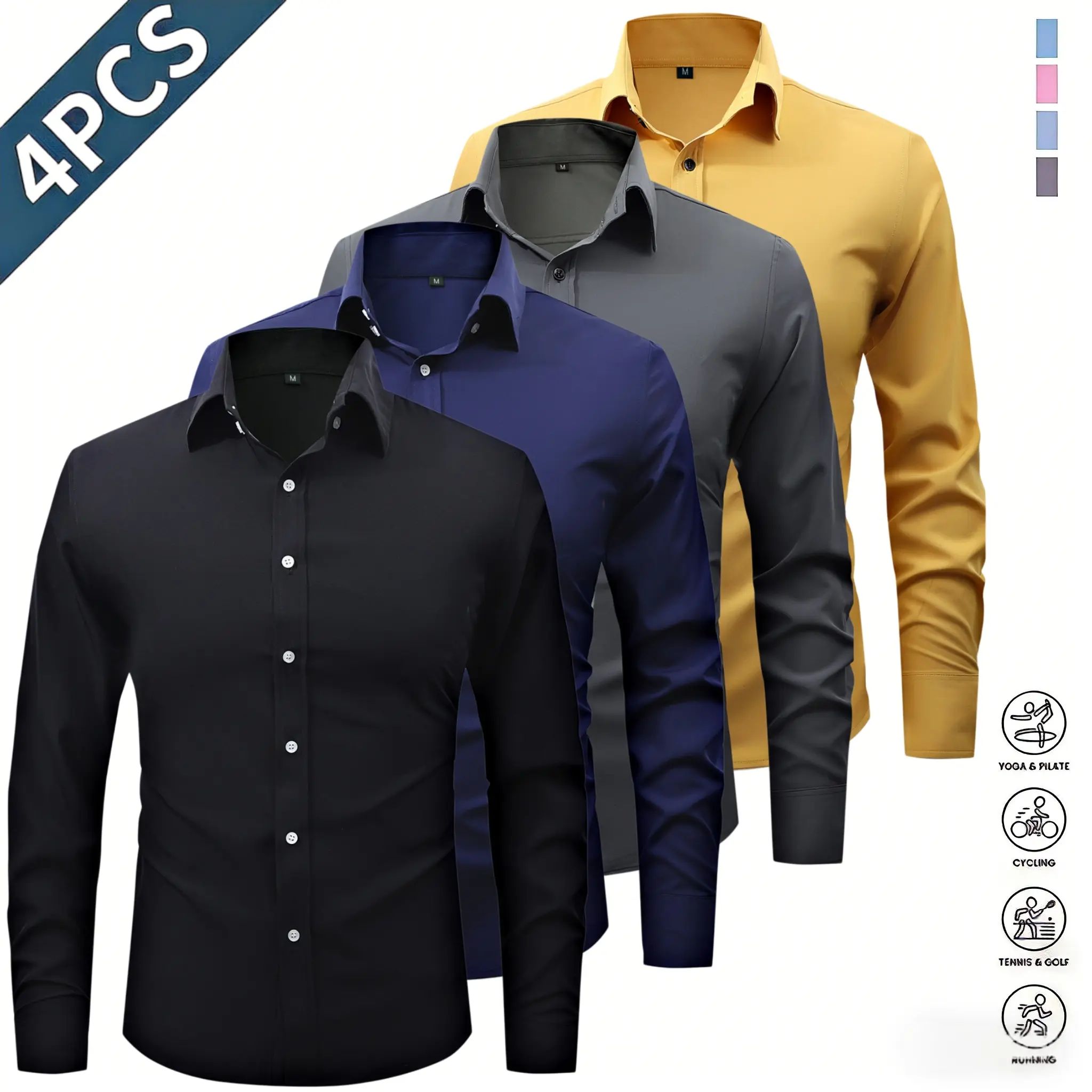 Men’s long-sleeve shirts with a notched lapel collar