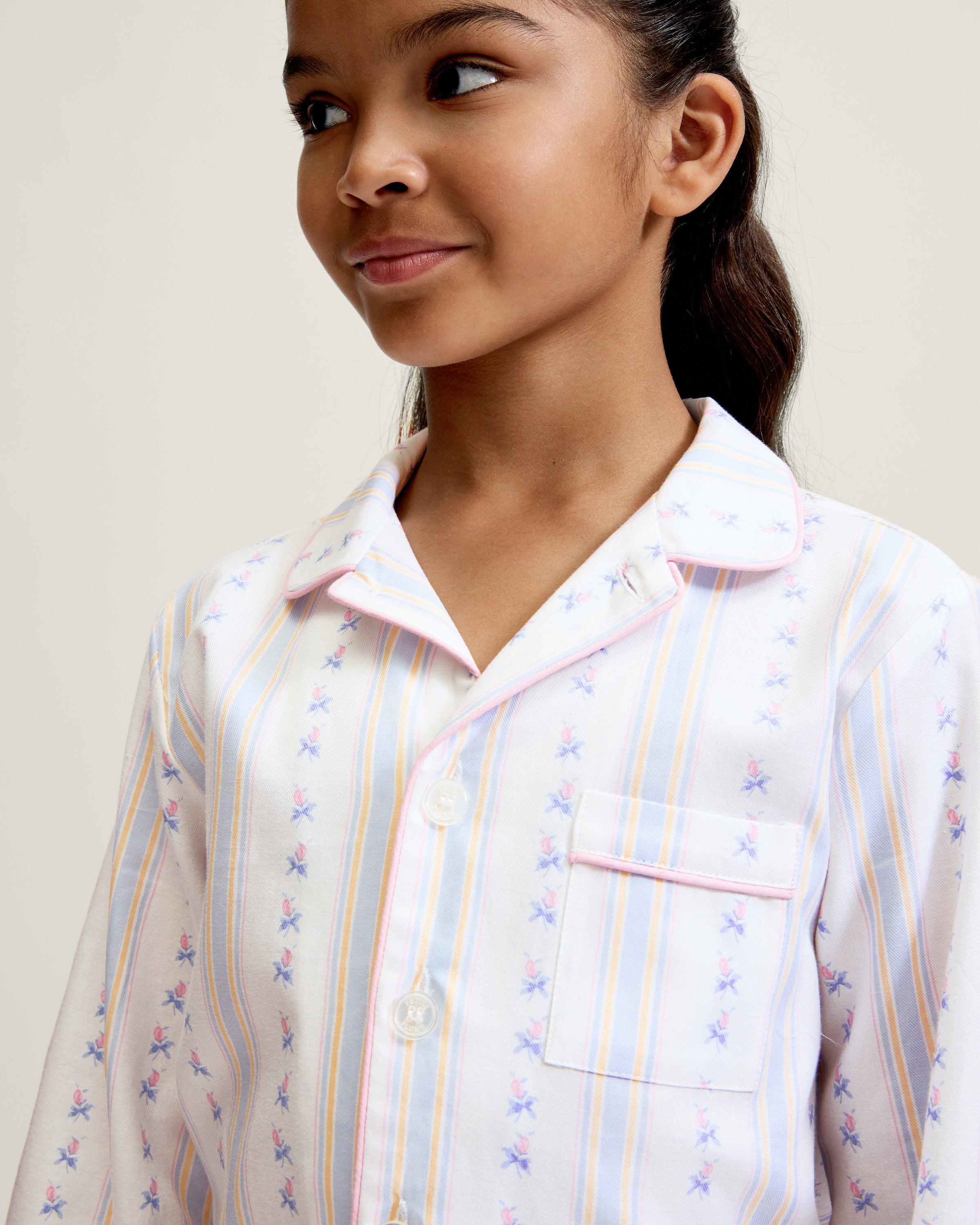 Kid's Twill Pajama Set in Cottage Stripe