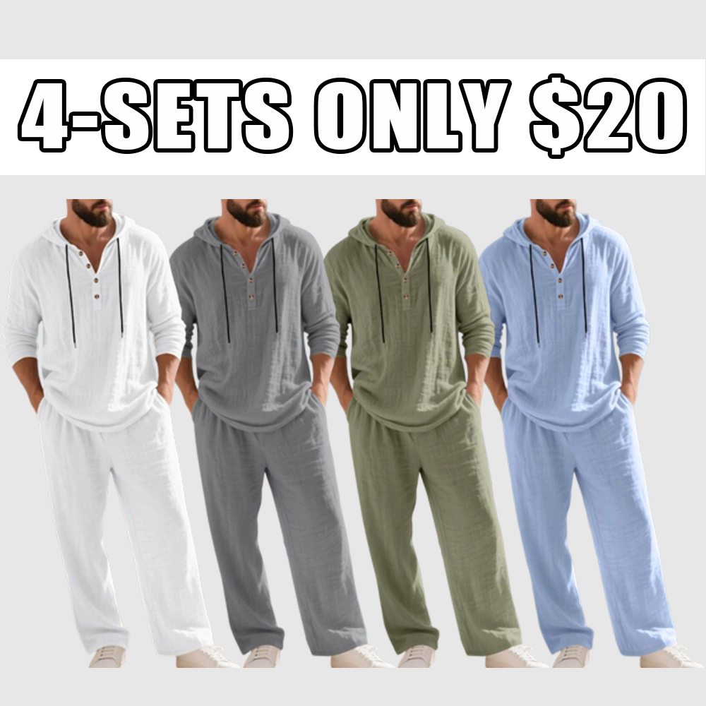 Men's Trendy Linen Hooded Two-Piece Set