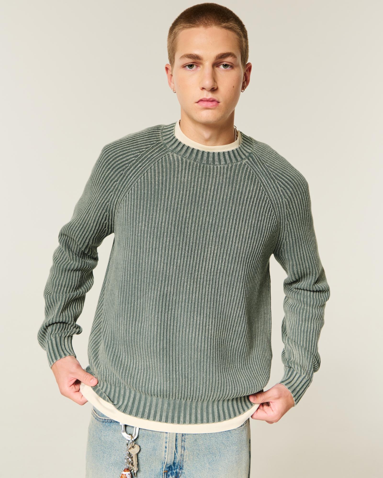 Boxy Washed Crew Sweater