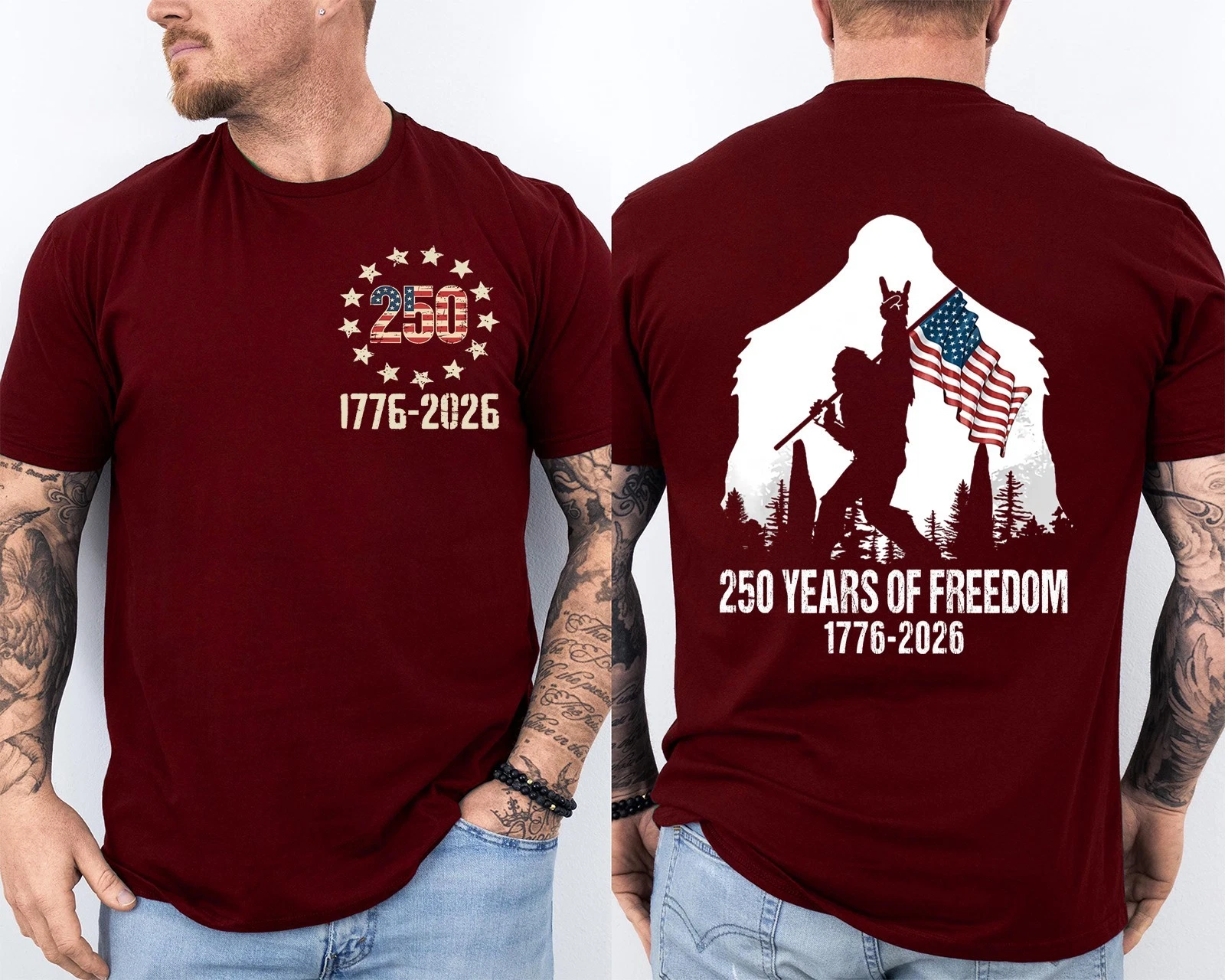 Men'S Casual American 1776-2026 Anniversary Printed Short Sleeved T-Shirt