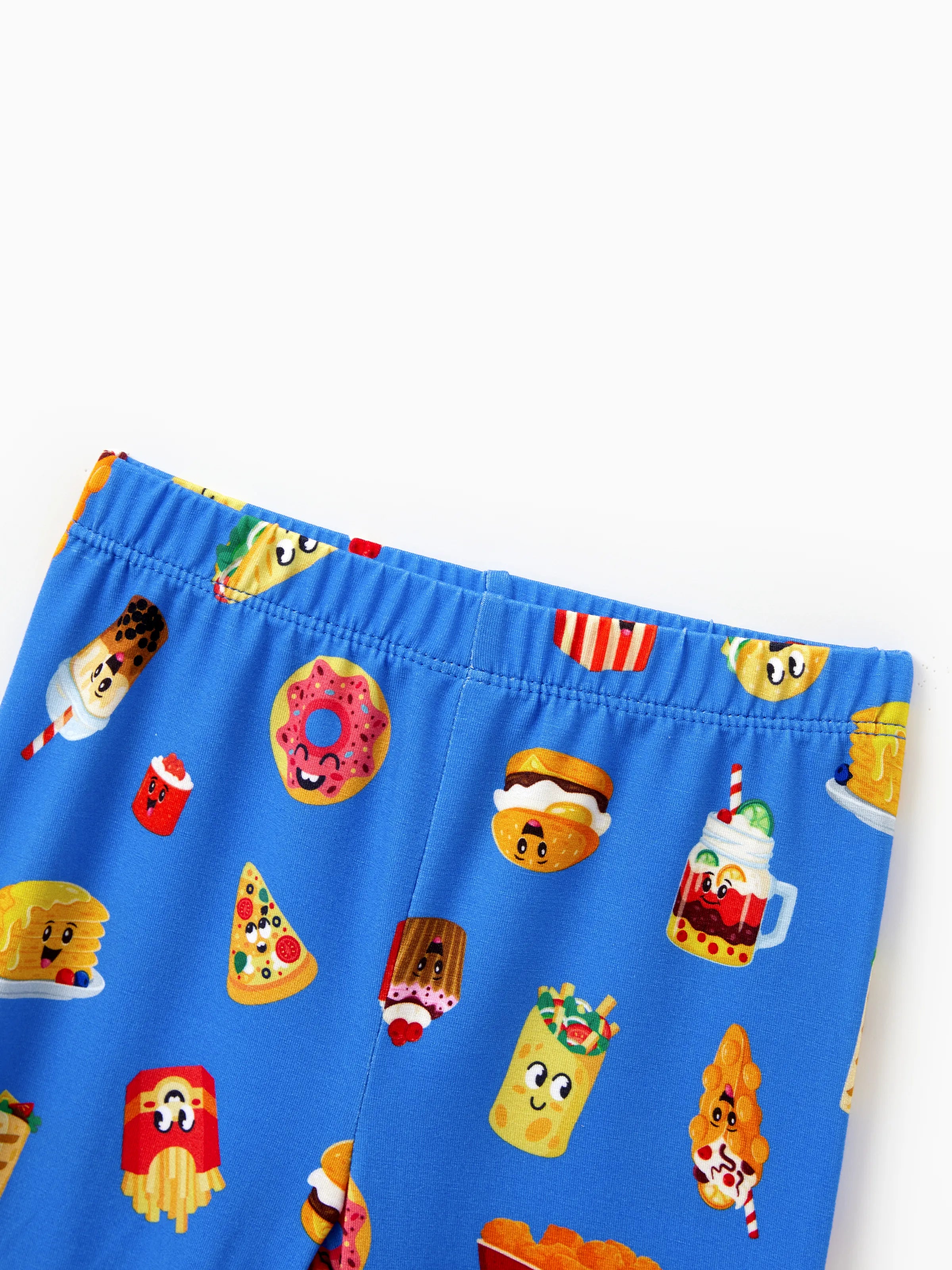 Family Matching Bamboo Pajamas Buttery Soft Bamboo PJs for Men Women Kids Toddler, Cute Burger & Fries Print Short Sleeve Sleepwear (Snug-Fitting for Children) Royal Blue