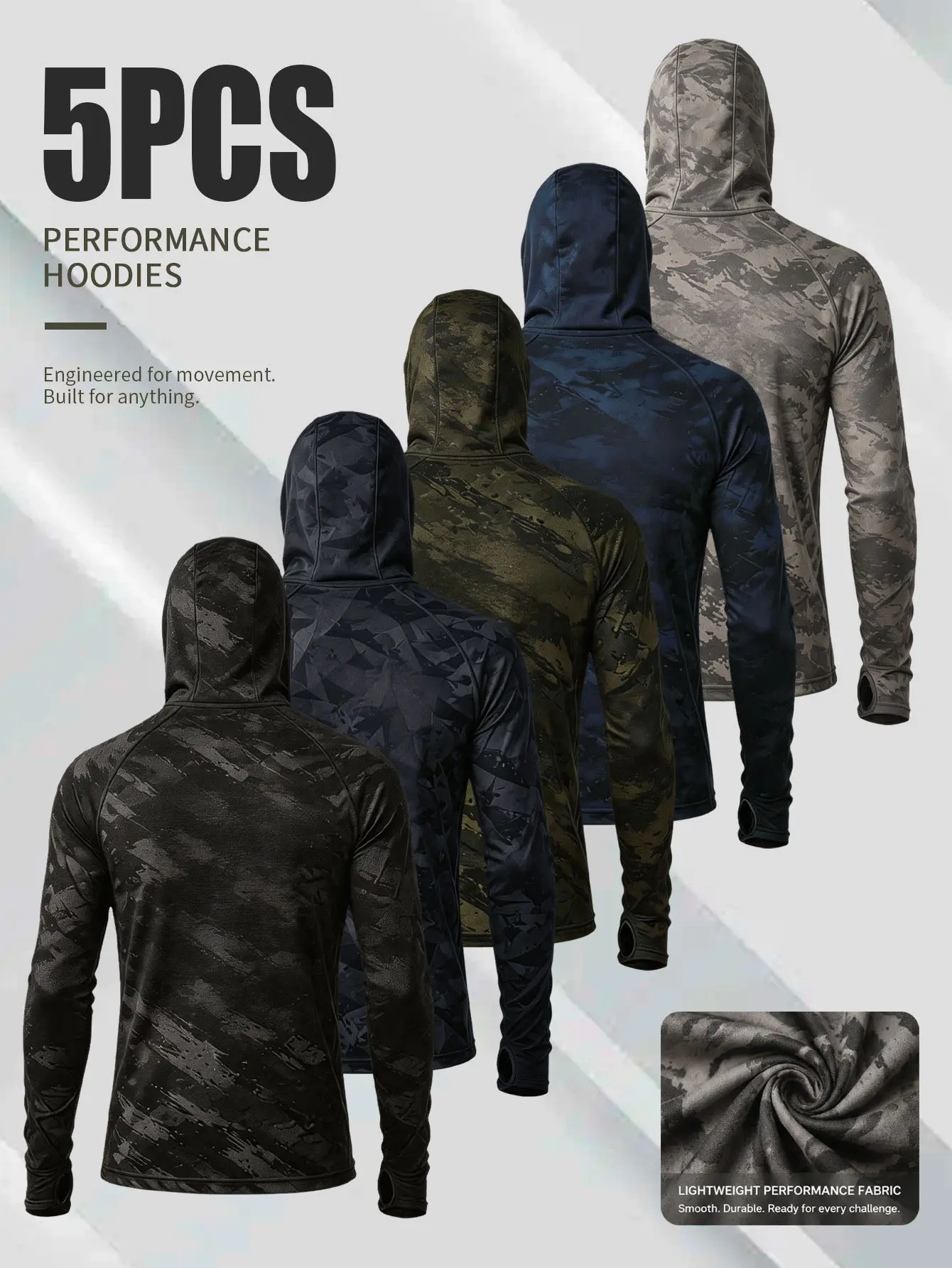 Men’s Camouflage Balaclava Hoodies 5-Pack for Outdoor Activities