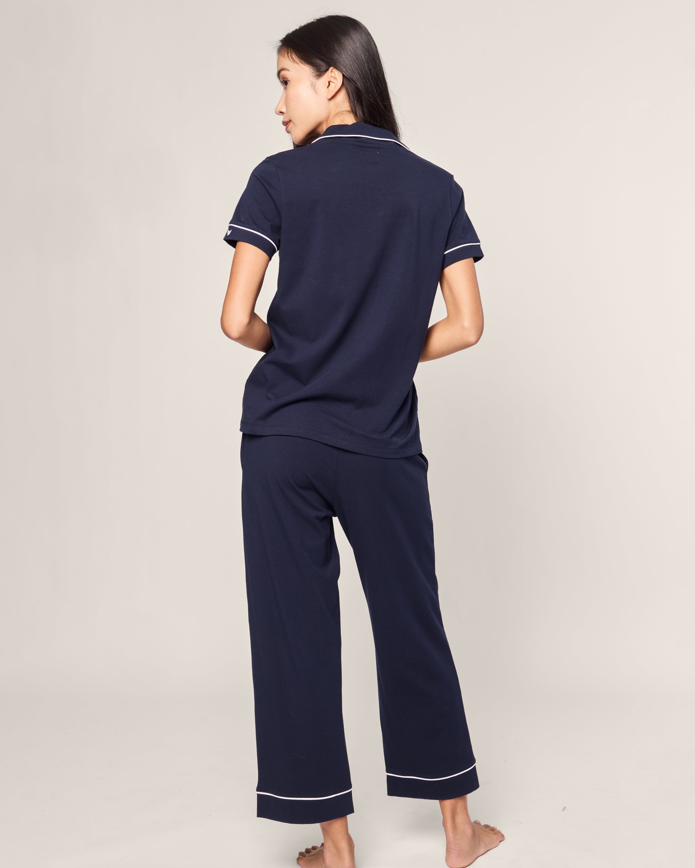 Women's Pima Cropped Pajama Set in Navy