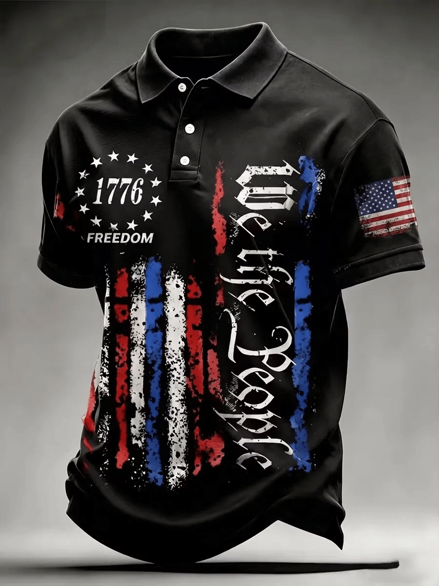 Men's Independence Day We The People 1776-2026  Casual Short-Sleeve Polo Shirt
