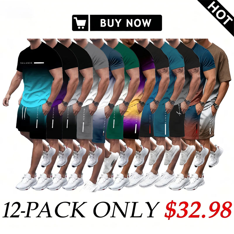 Men's Gradient Fitness Short Sleeve Set
