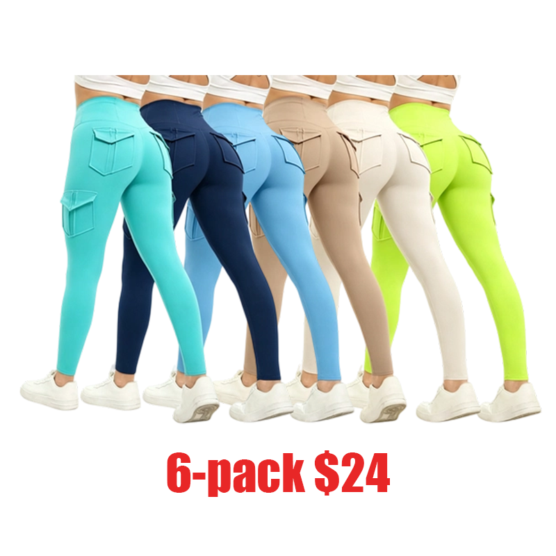 Women's 3-Pack Butt Lifting Leggings – High Waist Tummy Control with Flap & Side Pockets, Breathable Sporty Activewear for Yoga, Gym, Workout & Running