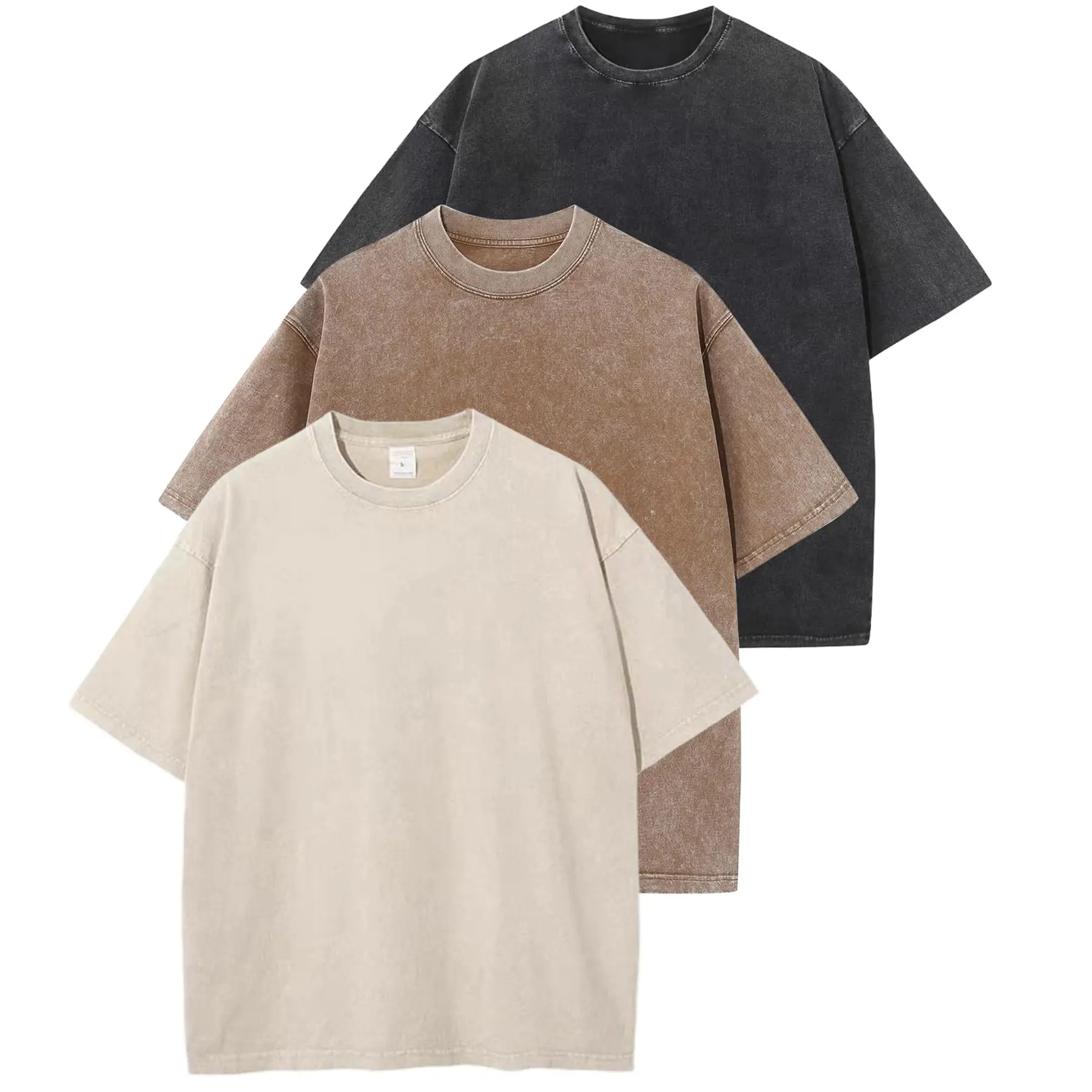 Women's Oversized T Shirts Acid Wash Cotton Crew Neck Half Short Sleeve Summer Unisex Tees Casual Loose Fit Solid Streetwear Comfortable Tops Basic Womenswear Plain Tshirt