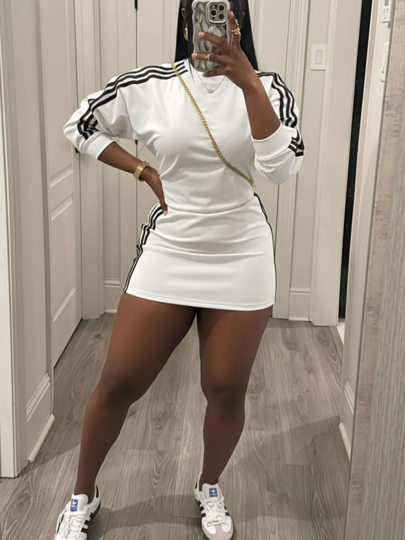 Women's Sporty Fitted Short Dress Set, Sportswear Set