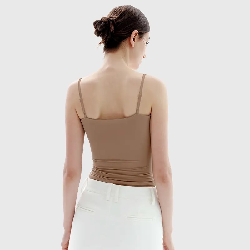 Spaghetti Strap Tank Top, Double Layer Not See-Through Cami, Buttery Soft Stretchy Top