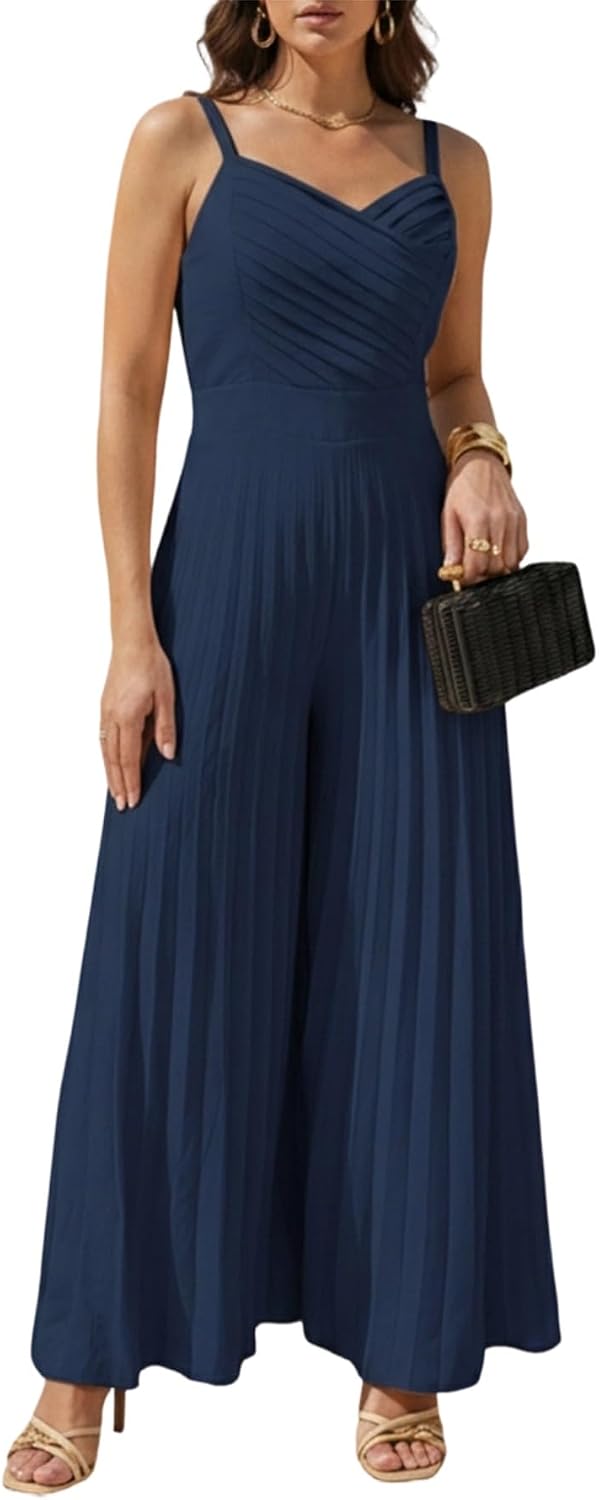 Flowy Pleated Wide-Leg Jumpsuit