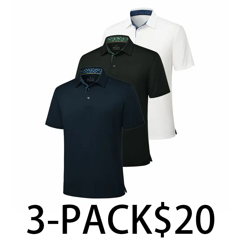 Men's 6-Pack Performance Polo Shirts – Breathable, Quick-Dry, UPF30+